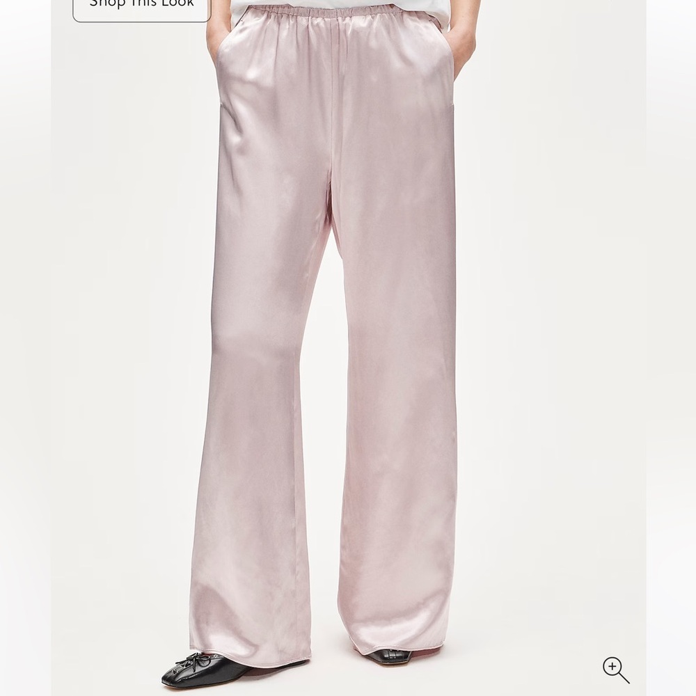 JCREW Satin Wide-Leg Pants in Pale Pink (Luster Charmeuse Mauve) Petite Small